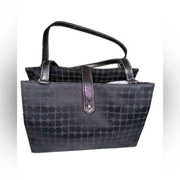 KATE SPADE BLACK CANVAS VINTAGE Y2K TOTE EUC - Picture 3 of 7